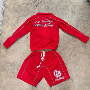Custom Logo Zip up Lightweight Polyester Nylon <b>Wind</b> <b>Breaker</b> Men Track Suit Nylon Windbreaker Tracksuit Jacket and Shorts Set Men - Product Image 2