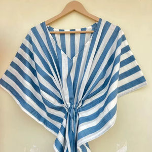 Vestido Kaftán Informal de Verano con Estampado Floral Tropical, sin Mangas, de Algodón, para Mujer, Ropa de Playa, Estilo Asia Pacífico - Product Image 1