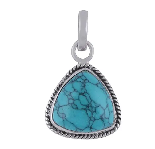 Turquoise Stone 925 Sterling Silver Hand Made Cabochon Pendants Fine Jewelry Round Shape Daily Wear For Women
