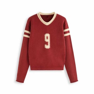 Pull en tricot style universitaire, à manches longues, confortable, respirant, pour l'automne, idéal au quotidien - Product Image 1