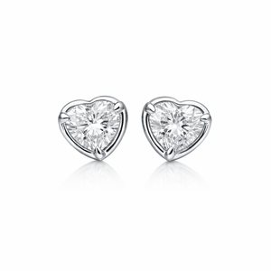 Boucles d'oreilles clous en or 14 carats en forme de cœur avec diamant de laboratoire serti clos, boucles d'oreilles clous romantiques en forme de cœur, bijoux fins, cadeau - Product Image 5