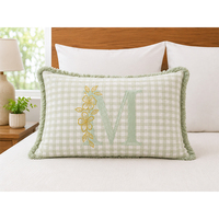 Housse de coussin en coton et lin de qualité supérieure, brodée, avec bordure à franges |   Housse de coussin décorative pour canapé, salon et maison