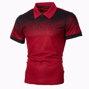 Polo de Manga Corta para Hombre, Estampado Digital con Diseño de Puntos, Secado Rápido, Tejido de Poliéster, Estilo Casual, Negro con Ribete Rojo - Product Image 3