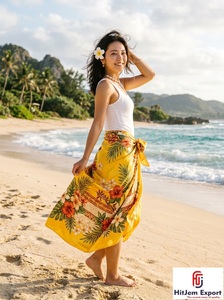 Paréo Sarong Hawaïen Tropical à Pois Floraux Léger, Vêtement de Plage, Tenue de Vacances d'Été pour Femmes et Hommes OEM ODM - Product Image 4