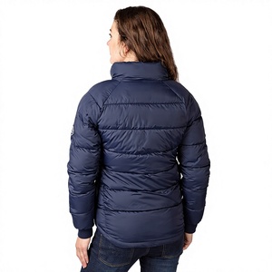 Chaqueta Acolchada Azul Marino para Mujer, con Cuello Alto, Gruesa, Transpirable, de Nailon y Spandex, con Cierre de Cremallera, Resistente al Viento, Informal para Invierno - Product Image 6