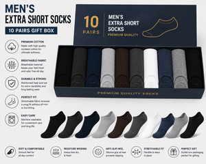 Chaussettes extra courtes et fines pour hommes, 10 paires, boîte cadeau, coton respirant, invisibles, antidérapantes, pour un usage quotidien en été - Product Image 2
