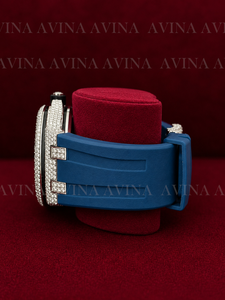 Reloj de Lujo con Diamantes Moissanite para Hombre, Esfera Árabe Completamente Adornada, Reloj Automático con Correa de Goma Azul, Reloj de Pulsera Estilo Hip Hop - Product Image 2