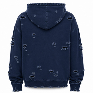 Sweat à capuche zippé tricoté Hiver Numérique Vente en gros Personnalisé Vintage Délavé à l'acide Streetwear Écologique Oversize 100% Coton OEM ODM - Product Image 3