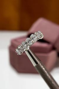 Lab Grown Oval Cut Diamond Half Eternity Band Unique Ring For Women's 10k Yellow Gold Wedding Promise Charms For <b>Girlfriends</b> - Product Image 4