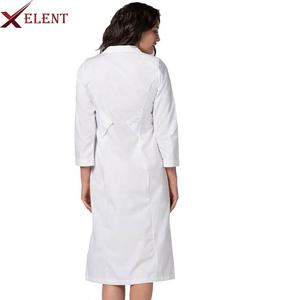 Ropa médica blanca con cuello de muesca para mujer, bata de laboratorio corta - Product Image 4
