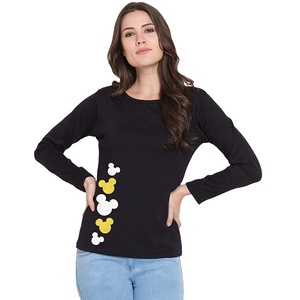 Women's Attractive Acid <b>Wash</b> Full Sleeve <b>Screen</b> Printing Shirt with Rhinestone Distress Loose Fit for <b>Winter</b> - Product Image 6