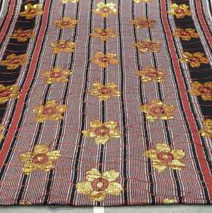 Sari de Mujer Ecológico de Alta Calidad, Tejido Jacquard, Bordado, a Rayas, Floral, de Poliéster/Algodón, Peso Medio, para Boda - Product Image 5