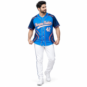 Camiseta de Béisbol Personalizada al por Mayor, Uniforme de Equipo Unisex con Botones y Manga Corta, Nombre, Número y Logotipo Personalizados, 100% Poliéster de Secado Rápido - Product Image 3