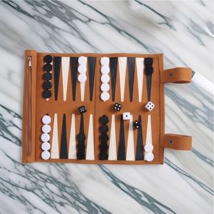 Jeu de backgammon de luxe personnalisé en cuir PU, portable, pliable et enroulable, pour le voyage, vente en gros - Product Image 2