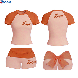 Conjuntos Deportivos Personalizados para Mujer, Ropa Informal, Diseño con Lazo, Top de Manga Corta, Conjunto de Verano en Tendencia, Superventas - Product Image 4