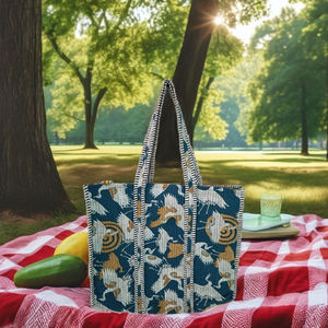 Nouveau sac fourre-tout en coton matelassé multicolore 2026 avec bretelles, sac fourre-tout tendance pour les mains et les voyages avec poche - Product Image 4