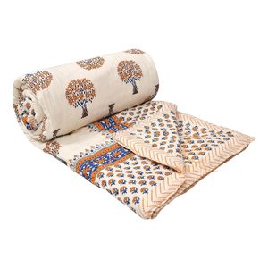 Jaipuri Traditional Rajasthani Floral Design Lightweight Cotton Soft & Cozy All-Season <b>Bedding</b> 85x55 Inches Multicolor - Product Image 4