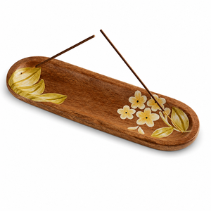 Handcrafted Floral Wooden Incense Ash Catcher Tray | <b>Decorative</b> Wooden Incense Stick Holder for Meditation Yoga Aromatherapy - Product Image 1