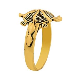 Anillo de Tortuga Chapado en Oro con Diseño de Concha Punteada para Amuleto de la Suerte Feng Shui, Joyería de Moda - Product Image 6