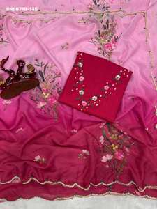 Sari de seda Tebby suave, hermoso y atractivo, de estilo moderno, con lentejuelas y trabajo artesanal Katdana. Proveedor de Surat. - Product Image 5