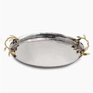 Bandeja Redonda Grande de Metal para Servir Comida en Restaurantes, Bandeja Decorativa para Servir, Organizador de Baño para Encimera de Bañera - Product Image 2