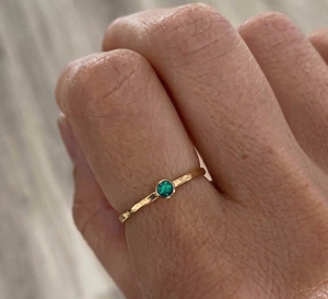 925 Sterling <b>Silver</b> 14K Gold Plated Tiny Emerald Quartz Stone Minimalist Dainty Fine Band Gemstone <b>Ring</b> Summer Sale Gift - Product Image 1