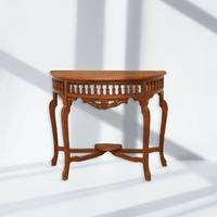 Table console moderne en bois de manguier sculpté à la main, style demi-lune, en bois massif, pour salon, entrée, couloir
