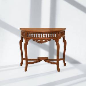 Half Moon Teak Wood Hand Carved <b>Console</b> <b>Table</b> Solid Wood Entryway Hallway Furniture - Product Image 1