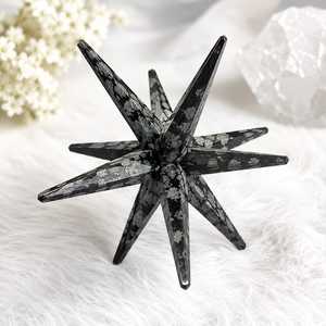 Obsidienne Flocon de Neige Naturelle, Étoile de Merkaba à 12 Pointes, Pierre Polie Écologique, Vente en Gros de Pierres Précieuses Feng Shui - Product Image 1