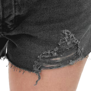 Shorts en jean décontractés pour femme, taille haute, coupe sexy, ourlet effiloché, détails découpés, délavage clair, grande taille, style streetwear d'été, imperméables, personnalisables - Product Image 5
