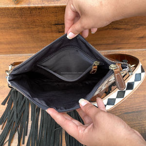 กระเป๋าสะพายข้างของผู้หญิงหนังวัวแท้กระเป๋าพาดลำตัวจุได้เยอะดีไซน์ลายตารางหมากรุกคุณภาพสูง - Product Image 6