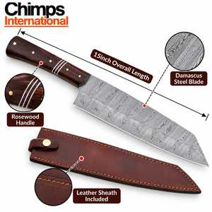 Cuchillo Nakiri de Acero Damasco Japonés Forjado a Mano con Mango de Madera, Acabado de Alto Brillo, Ambidiestro, Moderno, de Chimps International - Product Image 2