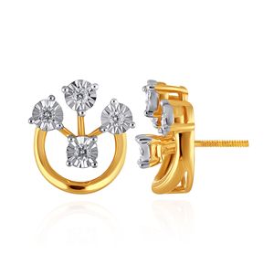 Pendientes de Diamantes Tiara Halo, Minimalistas, Oro Amarillo, Corte Brillante Redondo, Color G Natural, para Uso Diario de Mujer - Product Image 3