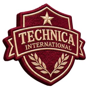 Écusson brodé Technica International marron avec étoile dorée et couronne de lauriers pour vestes, sacs, uniformes et vêtements - Product Image 2
