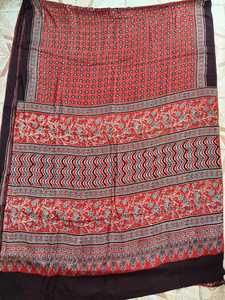 Sari AJRAKH con Estampado Artesanal Natural, Tela de Seda Modal Pura, Materiales de Calidad Premium para Exportación, Disponible en Stock, Venta al Por Mayor - Product Image 6