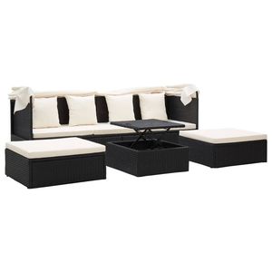 Poly Rattan nero Patio letto con tetto mobili eleganti per spazi esterni - Product Image 3