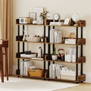 Libreria Aperta a 4 Ripiani Marrone Rustico, Design Moderno Anti-Ribaltamento, Espositore per Casa, Ufficio e Soggiorno - Product Image 5