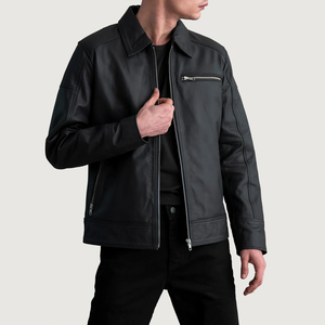 Chaqueta de Cuero PU Transpirable y Ecológica al por Mayor, Estilo Urbano, con Cierre, para Hombre, Primavera-Otoño, Cuello Alto, Moda Masculina - Product Image 1