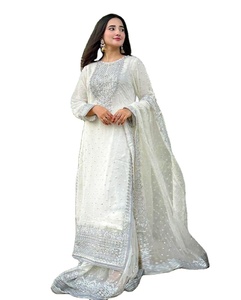 Wholesale Women's Pakistani Silk Sari Modal <b>Viscose</b> Salwar Suit Latest Designer Embroidered Sequence Work Contemporary Salwar - Product Image 1