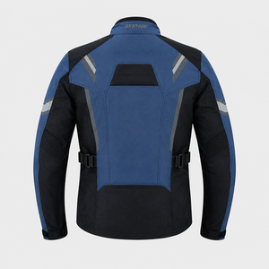 เสื้อแจ็คเก็ตมอเตอร์ไซค์แขนยาวสีน้ำเงินสำหรับผู้ชาย OXYTAG SPORTS กันลม ดีไซน์สีตัดต่อ ใส่ได้ทุกฤดู สไตล์ผู้ใหญ่ ราคาถูก รับผลิตแบบ OEM - Product Image 4