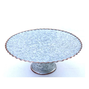 High Quality Galvanized Metal <b>Cake</b> Stand Farmhouse Single <b>Tier</b> Dessert Display for Weddings Parties and Home Decor Iron Pedestal - Product Image 1