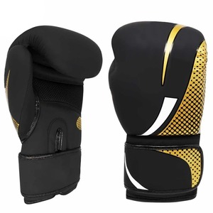 Gants de boxe noirs en PU avec fermeture Velcro, design respirant pour l'entraînement des adultes - Product Image 1