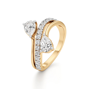 Bague de fiançailles en or 18 carats pour femme, diamant taille poire, style romantique - Product Image 1