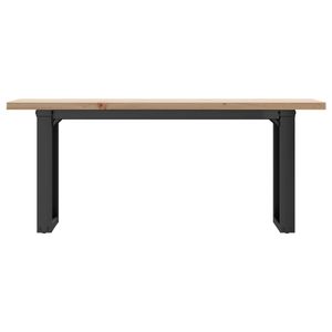 Tavolino da caffè con struttura a O in legno massello di pino e acciaio, dimensioni 43,3 x 15,7 x 17,9 pollici - Product Image 4