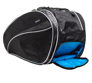 2026 Navy Blue Nylon Tennis Racket Bag with Orange Accents Zipper Closure Water Resistant 30-<b>40L</b> Capacity Sports <b>Backpack</b> - Product Image 3
