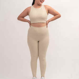 Nuevo Conjunto Deportivo de Yoga de Dos Piezas, Talla Grande, Color Sólido, Alta Elasticidad, Ropa Deportiva sin Costuras, Leggings Ajustados, Transpirable - Product Image 2