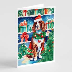 Whimsical Welsh Springer Spaniel Christmas Greeting Cards Pack of 8 A7 Size <b>5x7</b> Blank Note Cards with <b>Envelopes</b> - Product Image 1