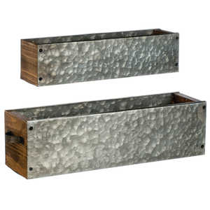 Jardinera Rectangular de Metal Galvanizado, Caja de Madera para Jardín Interior, Flores, Hierbas, Contenedor para Plantas - Product Image 1