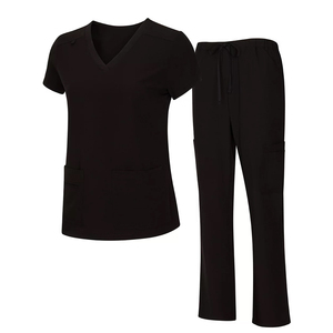 Conjunto de Uniforme de Enfermera para Mujer con Blusa de Cuello en V, Pantalones Tipo Jogger, Tela Suave e Impresión de Logotipo Personalizado - Product Image 1