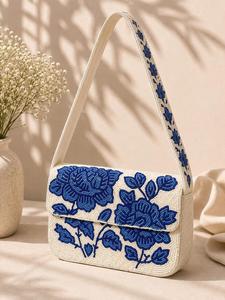 Bolsa de Almacenamiento Hecha a Mano HASAN CRAFT con Cuentas, Diseño Floral Rosa Bohemio, Tela 100% Algodón, Capacidad 3L+, para Viaje - Product Image 3